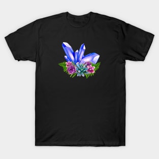 Blue Crystal and Colorful Succulents T-Shirt